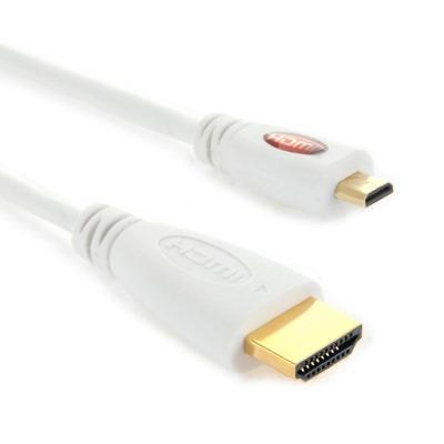 Vergulde Micro HDMI Male naar HDMI Male kabel 1.4 versie lengte: 1m(White)