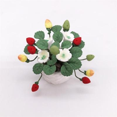 1:12 Mini huis speelgoed simulatie aardbei fruit ingegoten klei bloem (ingegoten aardbei)