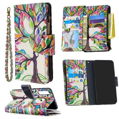 Voor Samsung Galaxy A21 Gekleurd tekenpatroon Rits Horizontale Flip Lederen case met Holder & Card Slots & Wallet(Tree) Voor Samsung Galaxy A21 Gekleurd tekenpatroon Rits Horizontale Flip Lederen case met Holder & Card Slots & Wallet(Tree)