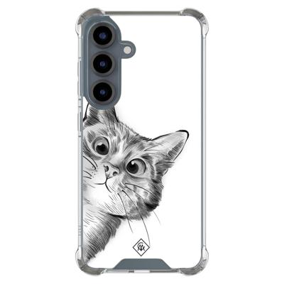 Samsung Galaxy S25 shockproof hoesje - Kat kiekeboe Samsung Galaxy S25 shockproof hoesje - Kat kiekeboe