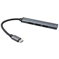 USB-C Hub 3.0 - 4 x - Aluminium - 1 USB-C 3.0 Socket - 3 USB-A 2.0-poorten - compatibel met MacBook Pro/Air, Laptop en andere Type-C apparaten - achterwaarts compatibel - Space Grey - Slim - 0,12 - thumbnail