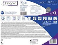 Handschoenen uit latex, extra large, wit, poedervrij, doos van 100 stuks - thumbnail