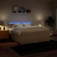 Boxspring met matras stof crèmekleurig 200x200 cm - thumbnail