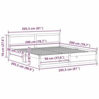 Bedframe met hoofdeinde Naturel 200 x 200 cm Massief grenenhout - thumbnail