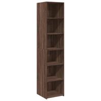Hoge kast 40x41x185 cm bewerkt hout bruin eikenkleurig - thumbnail