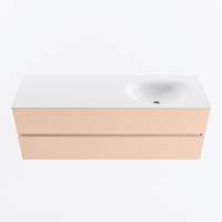 MONDIAZ VICA 140cm badmeubel onderkast Rosee 2 lades. Wastafel MOON rechts 1 kraangat, kleur Talc. - thumbnail