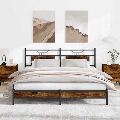 Bedframe zonder matras 183x203 cm spaanplaat gerookt eiken
