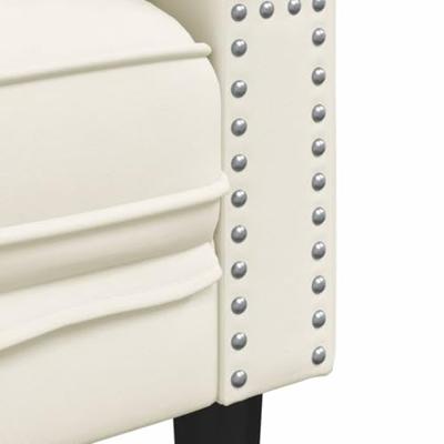 3-delige Loungeset Chesterfield met bolsters fluweel crèmekleur