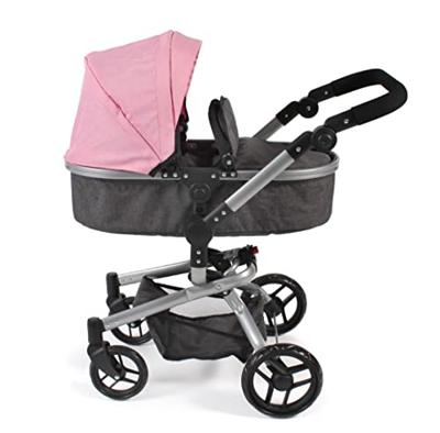 Combi-poppenwagen Yolo - Melange Roze