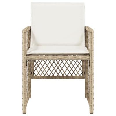 Tuinstoelen 4 st met kussens poly rattan beige