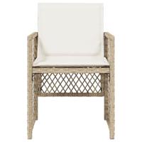 Tuinstoelen 4 st met kussens poly rattan beige - thumbnail