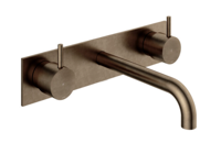 Hotbath Cobber afbouwdeel wastafelmengkraan met achterplaat en 18 cm uitloop verouderd messing CB006TEXT18AB - thumbnail