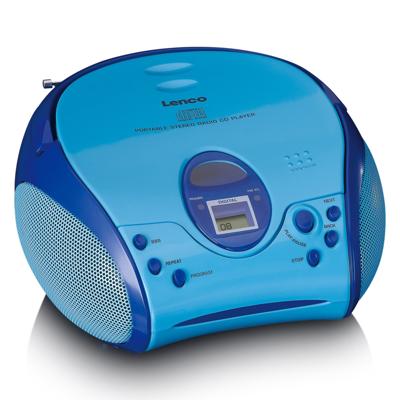 Lenco Boombox met CD-speler FM-radio en stickers Blauw - SCD-24BU KIDS
