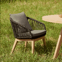 Kave Home Tuinstoel 'Portalo' Acaciahout en gevlochten touw, kleur Zwart - thumbnail