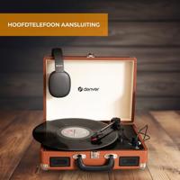 Denver Vinylplatenspeler met USB, opnemen naar MP3, AUX-INGANG voor telefoon/tablet, RCA-uitgang, stereoluidsprekers - bruin - thumbnail