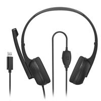 Hama Headset met microfoon, bekabelde hoofdtelefoon, USB A-aansluiting, aux, stereo hoofdtelefoon met kabel, on-ear pc-hoofdtelefoon met microfoonarm en nekband, 2 m audiokabel, zwart - thumbnail