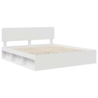 Bedframe met hoofdeinde Wit 180 x 200 cm Massief grenenhout - thumbnail
