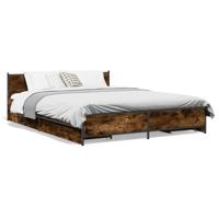 Bedframe met lades bewerkt hout gerookt eikenkleurig 135x190 cm - thumbnail