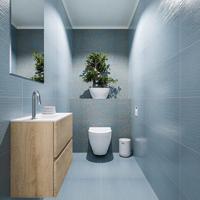 MONDIAZ ADA 60cm toiletmeubel washed oak. LEX wastafel talc links 1 kraangat - thumbnail