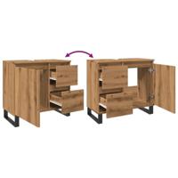 Badkamerkast 65x33x60 cm bewerkt hout artisanaal eikenkleurig - thumbnail