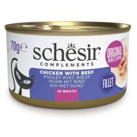 SCHESIR Chicken with beef in broth - nat kattenvoer - 70g - thumbnail