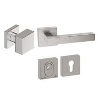 Hardbrass Voordeurset Quadro 50 3-delig vierkant SKG3 met kerntrekbeveiliging - RVS - thumbnail