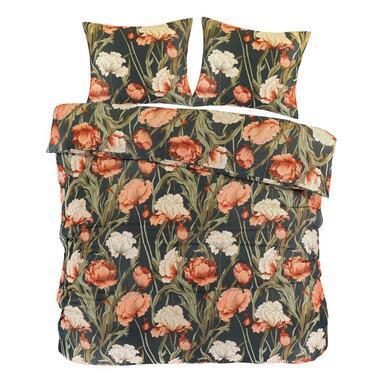 Dekbedovertrek Fleur - zwart/geel - 240x200/220 cm - Leen Bakker