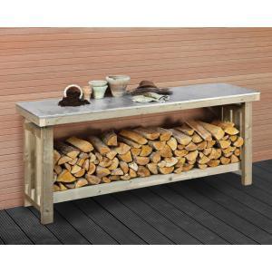 Oppottafel met zinken blad 180x50x80 cm