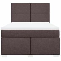 Boxspring met matras stof donkerbruin 140x200 cm - thumbnail