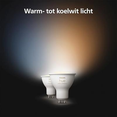 Philips HUE Lichtbron GU10 400 Lumen White Ambiance 2 pack Philips HUE Lichtbron GU10 400 Lumen White Ambiance 2 pack