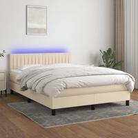 Boxspring met matras en LED stof crèmekleurig 140x190 cm - thumbnail