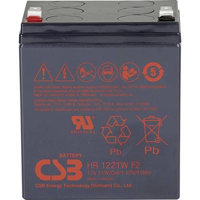 CSB Battery HR 1221W high-rate Loodaccu 12 V 5 Ah Loodvlies (AGM) (b x h x d) 90 x 106 x 70 mm Kabelschoen 6.35 mm Onderhoudsvrij, Geringe zelfontlading CSB Battery HR 1221W high-rate Loodaccu 12 V 5 Ah Loodvlies (AGM) (b x h x d) 90 x 106 x 70 mm Kabelschoen 6.35 mm Onderhoudsvrij, Geringe zelfontlading