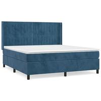 Boxspring met matras fluweel donkerblauw 160x200 cm - thumbnail
