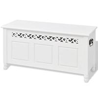 VidaXL Opbergbankje barokstijl mdf wit - thumbnail
