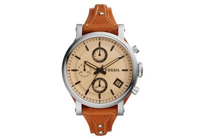 Horlogeband Fossil ES4046 / Boyfriend Sport Chronograph Onderliggend Leder Cognac 18mm