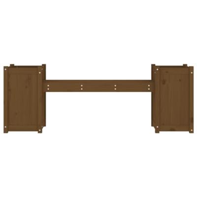 Bankje met plantenbakken 180x36x63 cm grenenhout honingbruin