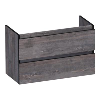 Brauer Joy Edge - Onderkast Ondiep - 80 cm - met 2 Softclose Lades Greeploos en 1 Sifon Uitsparing - Driftwood