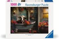 Ravensburger legpuzzel the cow in the bathtub, 1000st. - thumbnail