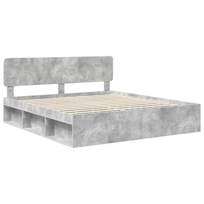 Bedframe met hoofdeinde Beton 180 x 200 cm Massief grenenhout