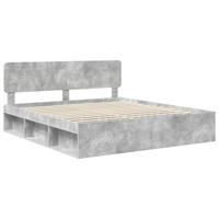 Bedframe met hoofdeinde Beton 180 x 200 cm Massief grenenhout - thumbnail