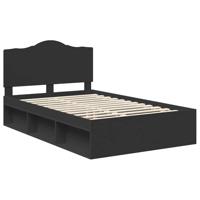 Bedframe met hoofdeinde Zwart 120 x 190 cm Massief grenenhout - thumbnail