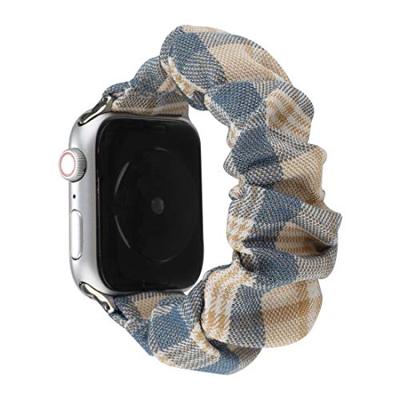 Elastisch scrunchie nylon bandje - Khaki / Donkerblauw - Geschikt voor Apple Watch 44mm / 45mm / 46mm / 49mm