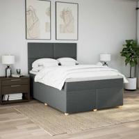 Boxspring met matras stof donkergrijs 140x190 cm - thumbnail