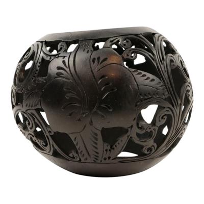 Waxinelichthouder Kokosnoot Bloem Zwart Waxinelichthouder Kokosnoot Bloem Zwart