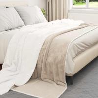 VidaXL Gooi deken beige 240 x 270 cm fleece - thumbnail
