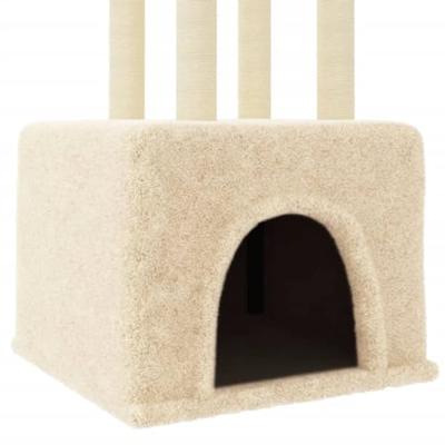 Kattenmeubel met sisal krabpalen 133,5 cm crmekleurig