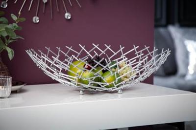 Design fruitschaal STRUCTUUR 45cm zilver gepoedercoat metaal - 19008
