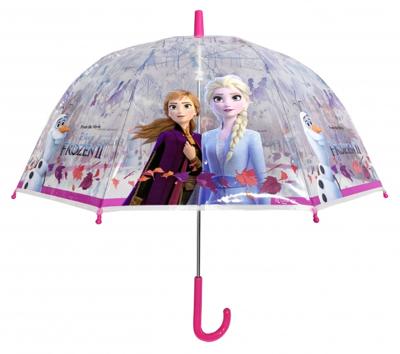 Chanos paraplu Frozen 2 meisjes 48 cm transparant/roze