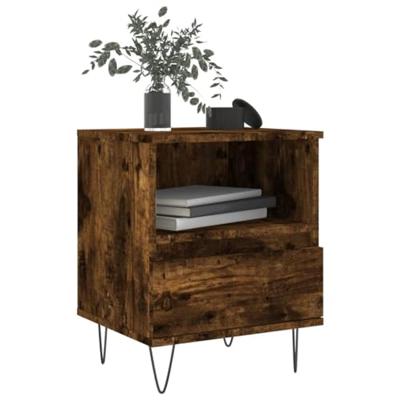 Nachtkastjes 2 st 40x35x50 cm bewerkt hout gerookt eikenkleurig