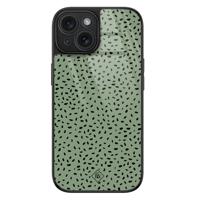 iPhone 15 glazen hardcase - Green confetti - thumbnail